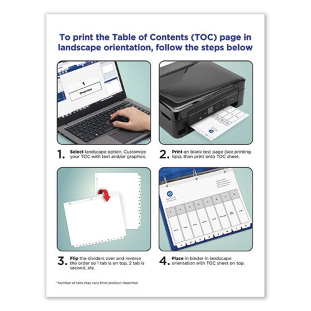 AVERY READY INDEX A-Z TABLE of CONTENTS DIVIDERS