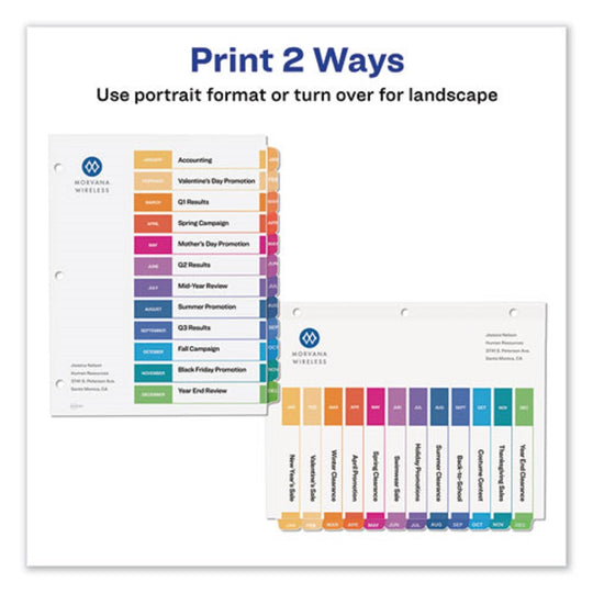 AVERY CUATOMIZABLE TOC READY INDEX MULTICOLOR DIVIDERS - 12 TAB - LETTER