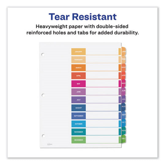 AVERY CUATOMIZABLE TOC READY INDEX MULTICOLOR DIVIDERS - 12 TAB - LETTER