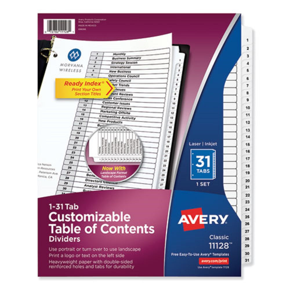 READY INDEX BINDER DIVIDERS - CUSTOMIZABLE TABLE OF CONTENTS - LETTER