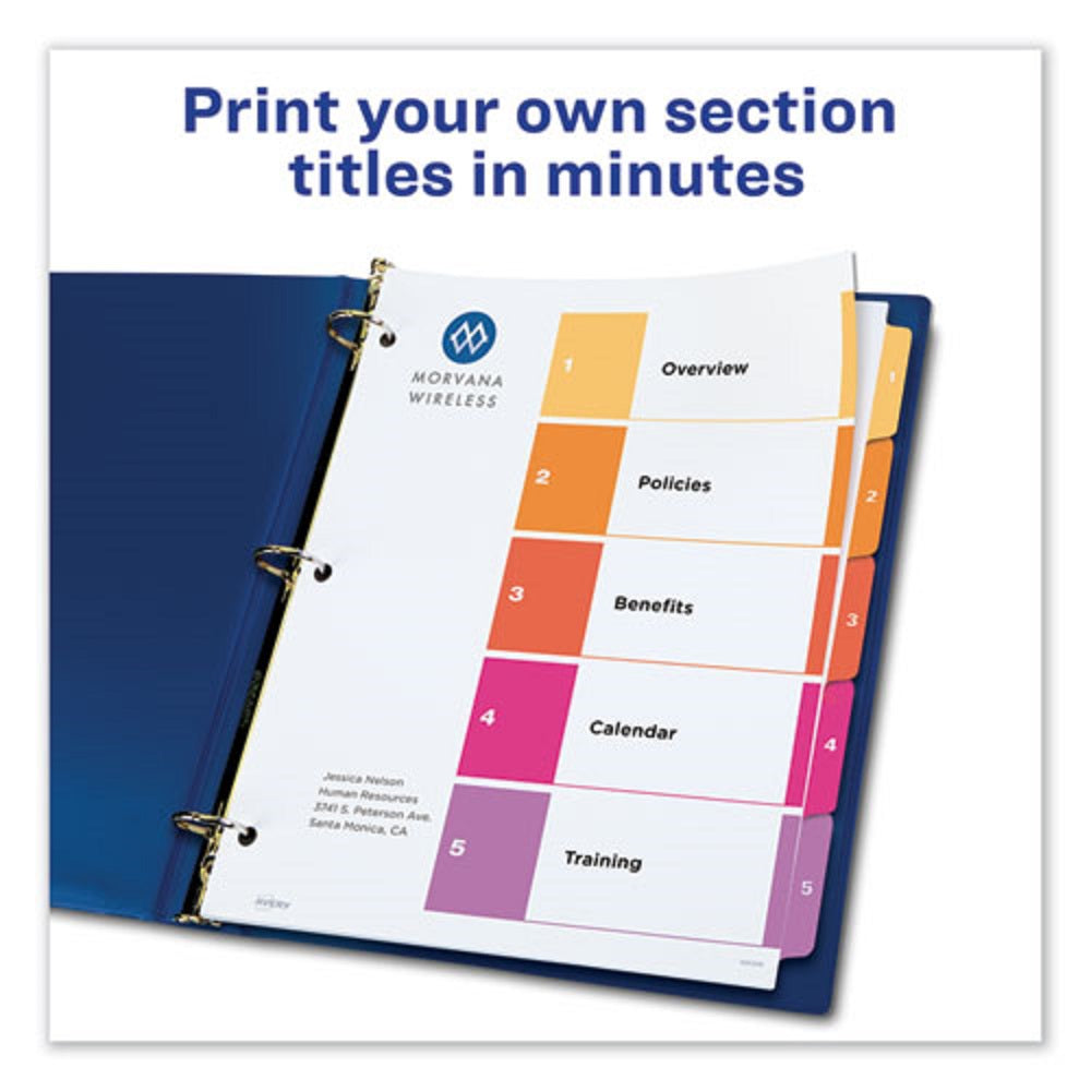 CUSTOMIZABLE TOC READY INDEX DIVIDERS, 5 TAB - MULTI-COLOR