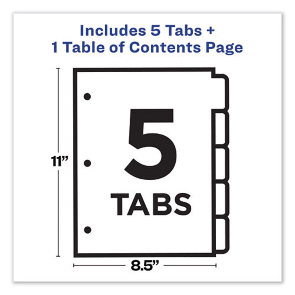 CUSTOMIZABLE TOC READY INDEX DIVIDERS, 5 TAB - MULTI-COLOR