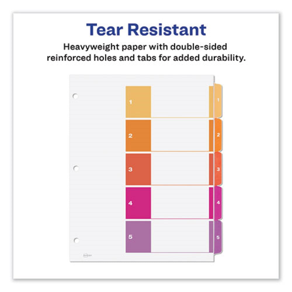 CUSTOMIZABLE TOC READY INDEX DIVIDERS, 5 TAB - MULTI-COLOR