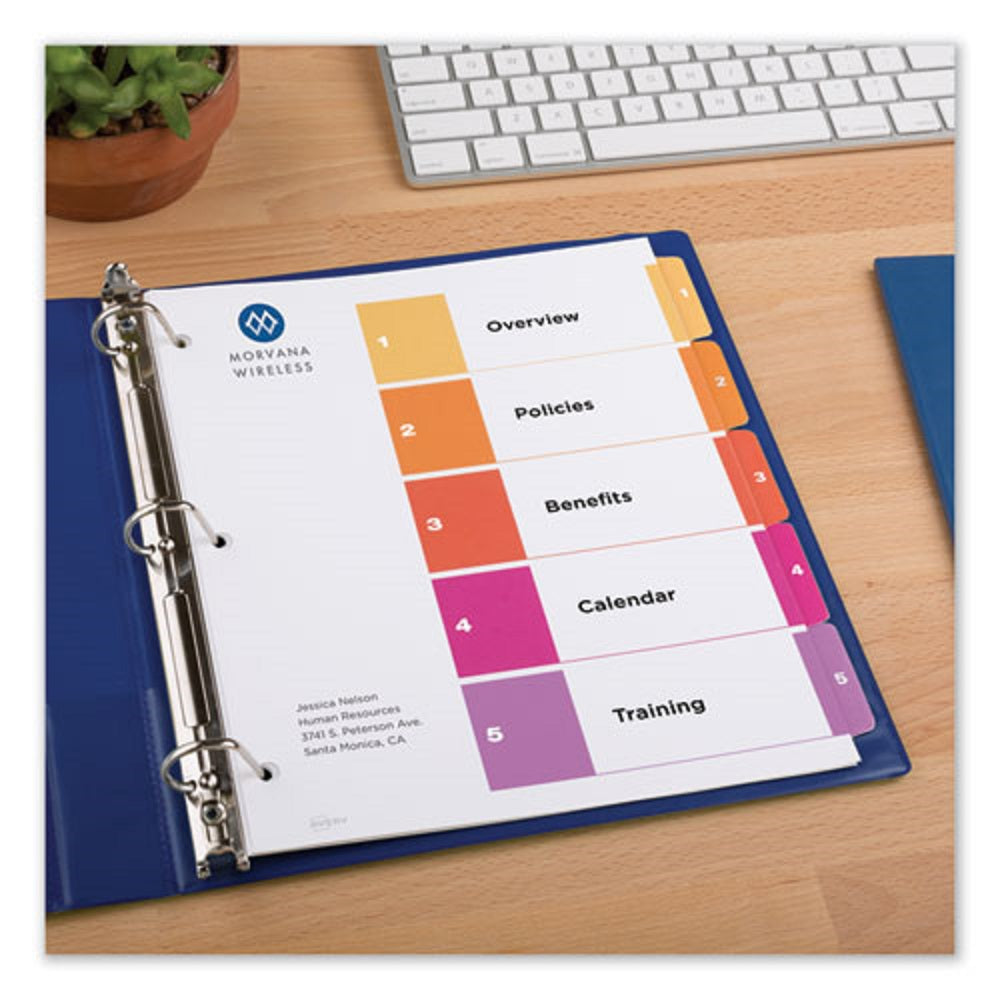 CUSTOMIZABLE TOC READY INDEX DIVIDERS, 5 TAB - MULTI-COLOR