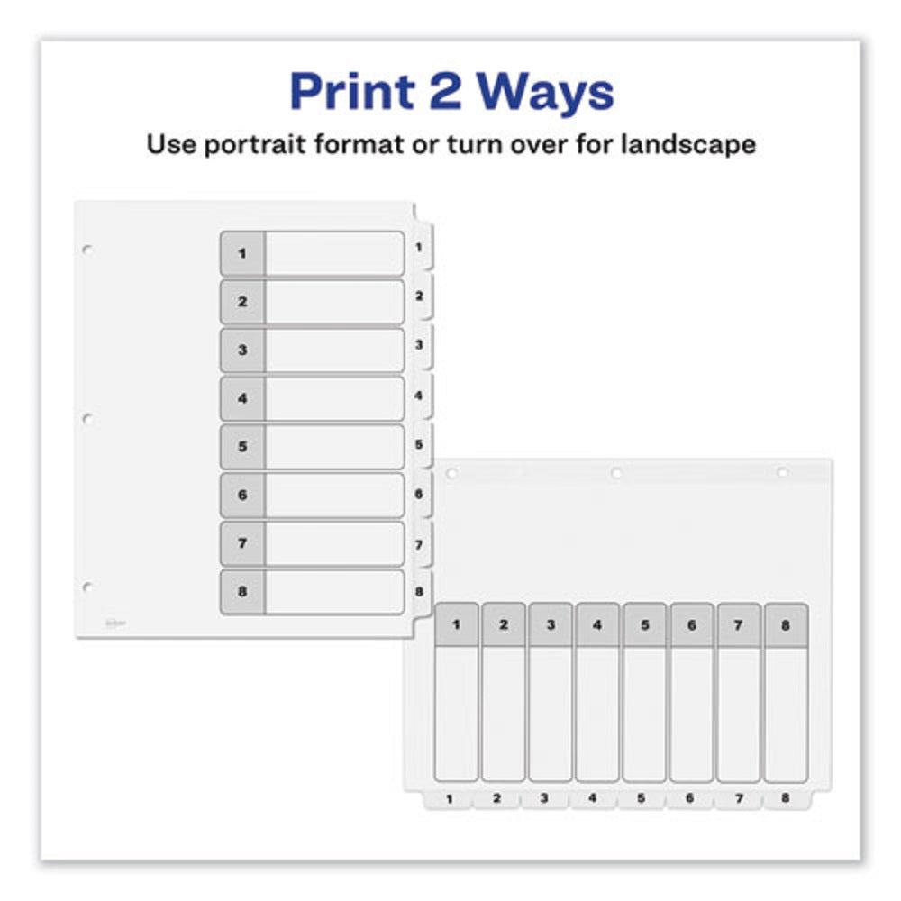 CUSTOMIZABLE TOC READY INDEX BLACK & WHITE DIVERS - 8 TAB