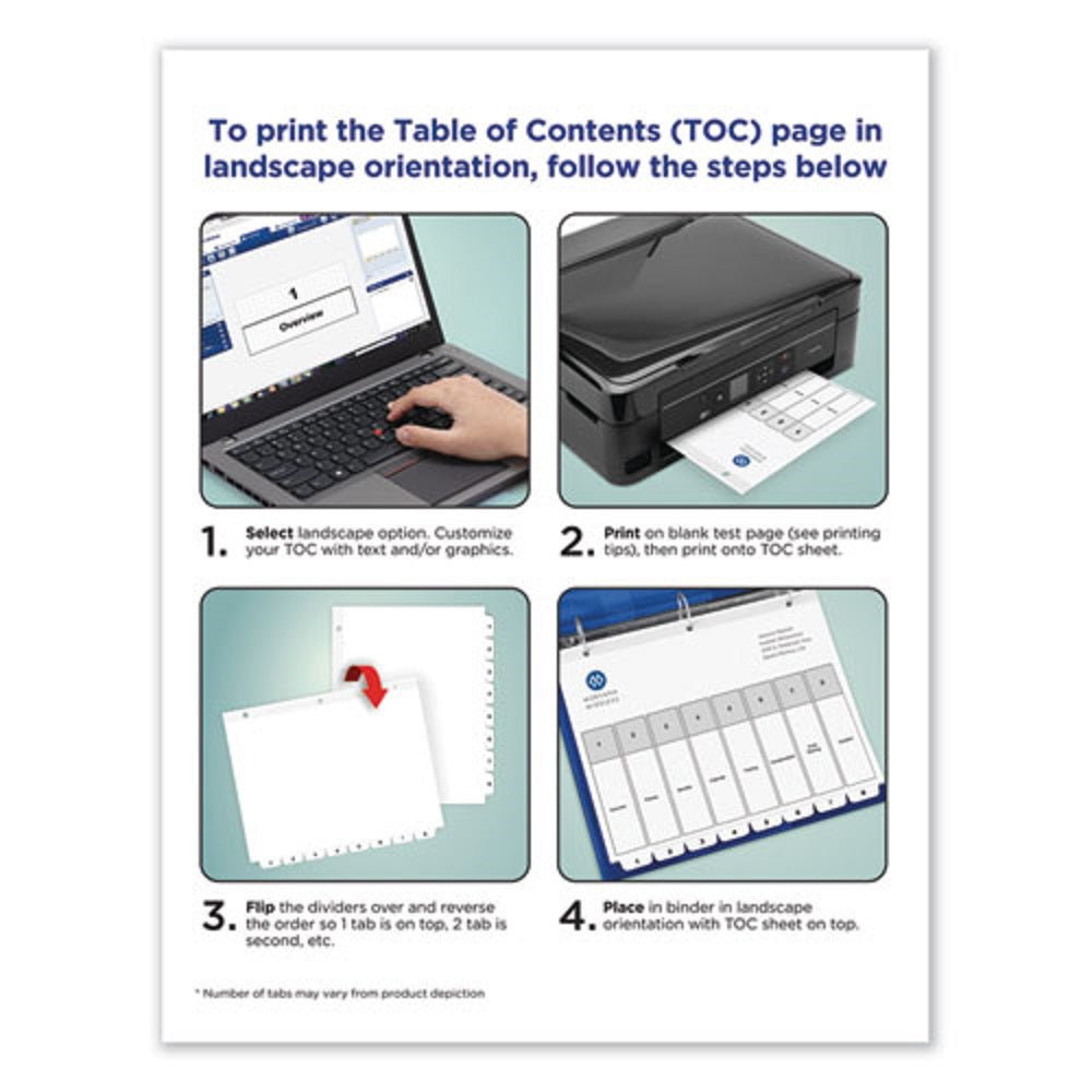 CUSTOMIZABLE TOC READY INDEX BLACK & WHITE DIVERS - 8 TAB