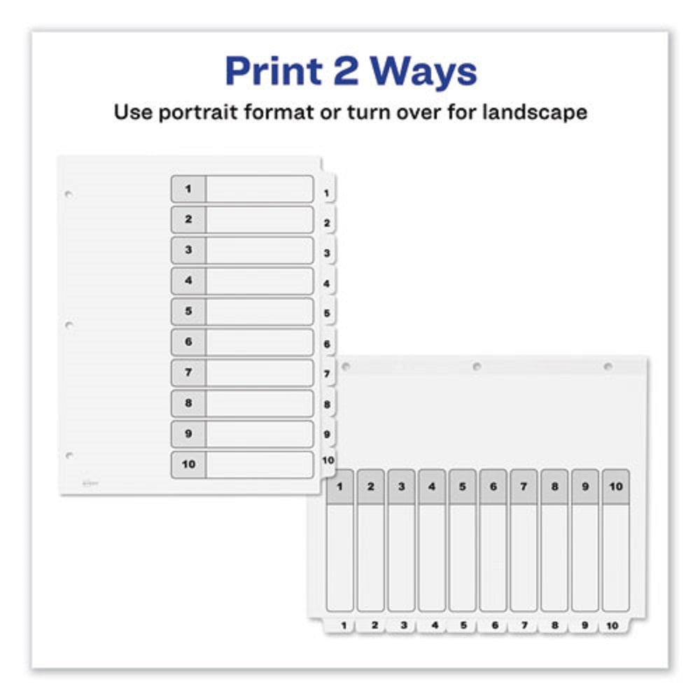 CUSTOMIZABLE TOC READY INDEX BLACK & WHITE DIVIDERS, 10 TAB - LETTER