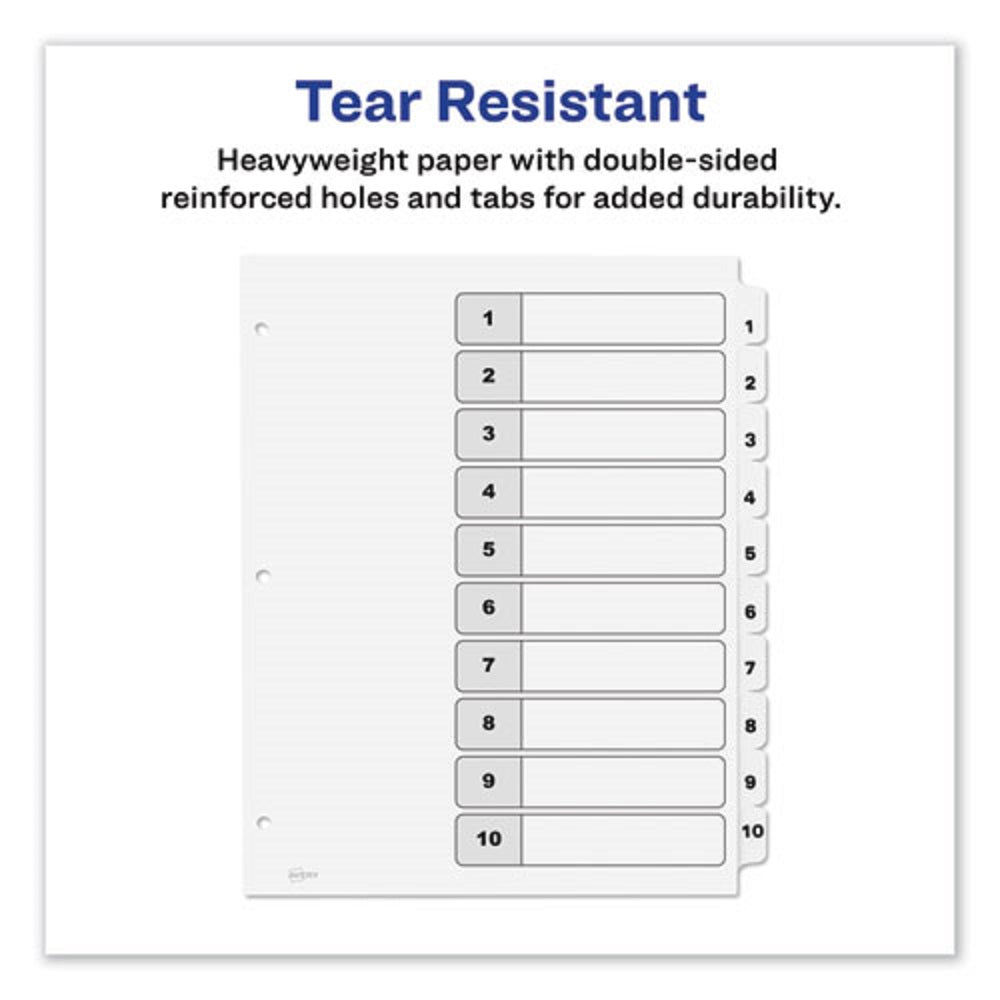 CUSTOMIZABLE TOC READY INDEX BLACK & WHITE DIVIDERS, 10 TAB - LETTER