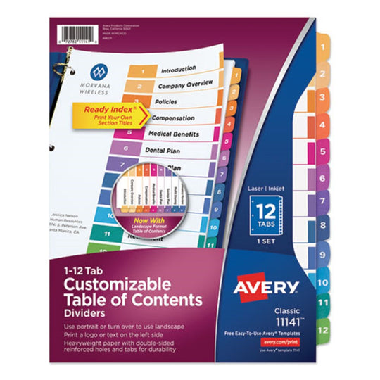 READY INDEX CUSTOM TOC BINDER DIVIDERS - MULTI-COLOR - LETTER