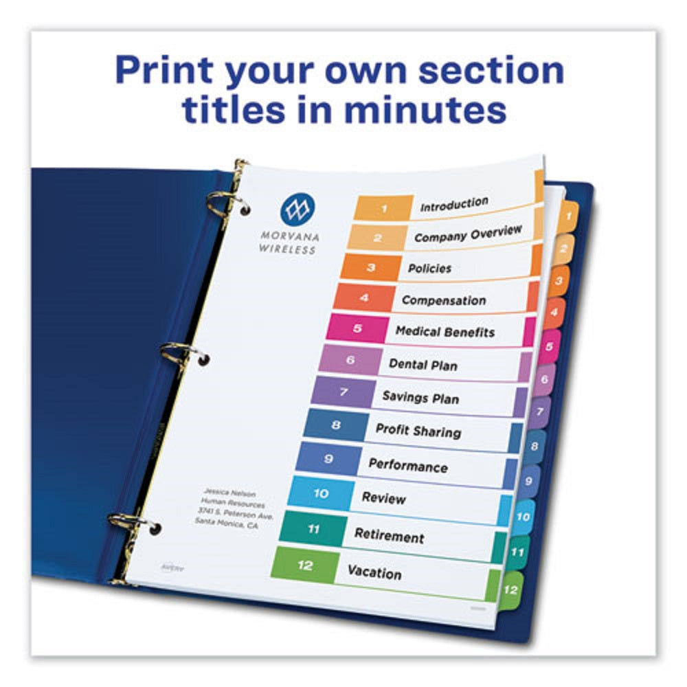 READY INDEX CUSTOM TOC BINDER DIVIDERS - MULTI-COLOR - LETTER