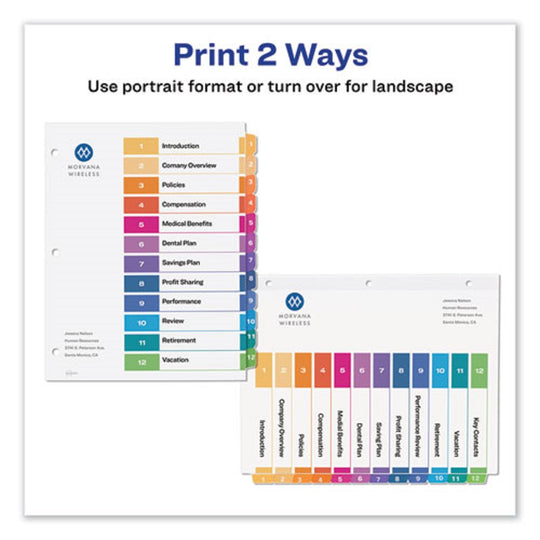 READY INDEX CUSTOM TOC BINDER DIVIDERS - MULTI-COLOR - LETTER