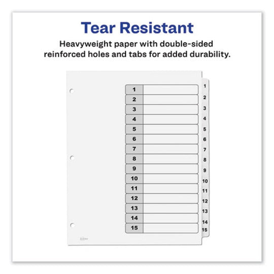 CUSTOMIZABLE TOC READY INDEX BLACK & WHITE DIVIDERS - 15 TAB - LETTER