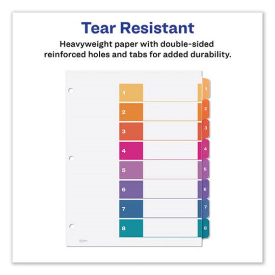 CUSTOMIZABLE TOC READY INDEX DIVIDERS, 8 TAB - MULTICOLOR