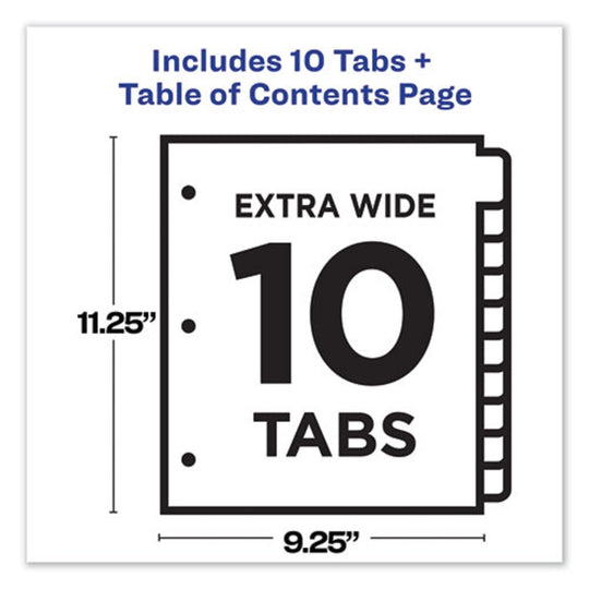 CUSTOMIZABLE TOC READY INDEX MULTICOLOR DIVIDERS, 10 TAB - LETTER