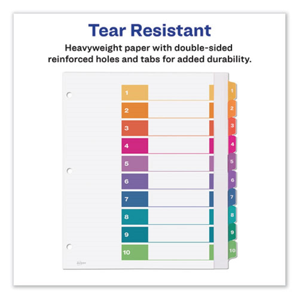 CUSTOMIZABLE TOC READY INDEX MULTICOLOR DIVIDERS, 10 TAB - LETTER