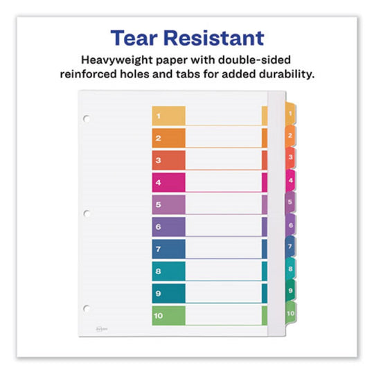 CUSTOMIZABLE TOC READY INDEX MULTICOLOR DIVIDERS, 10 TAB - LETTER