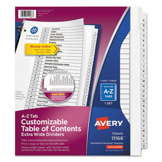 READY INDEX DIVIDERS - EXTRA WIDE TABS - A-Z - LETTER