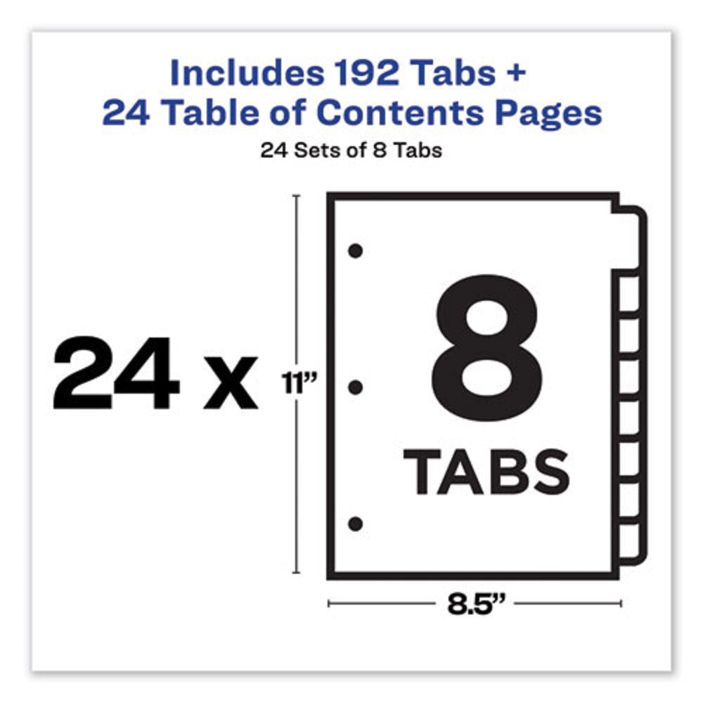 CUSTONIZABLE TOC READY INDEX DIVIDERS, 8 TAB - MULTICOLOR