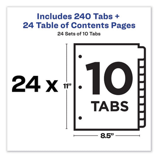 CUSTOMIZABLE TOC READY INDEX MULTICOLOR DIVIDERS, 10 TAB