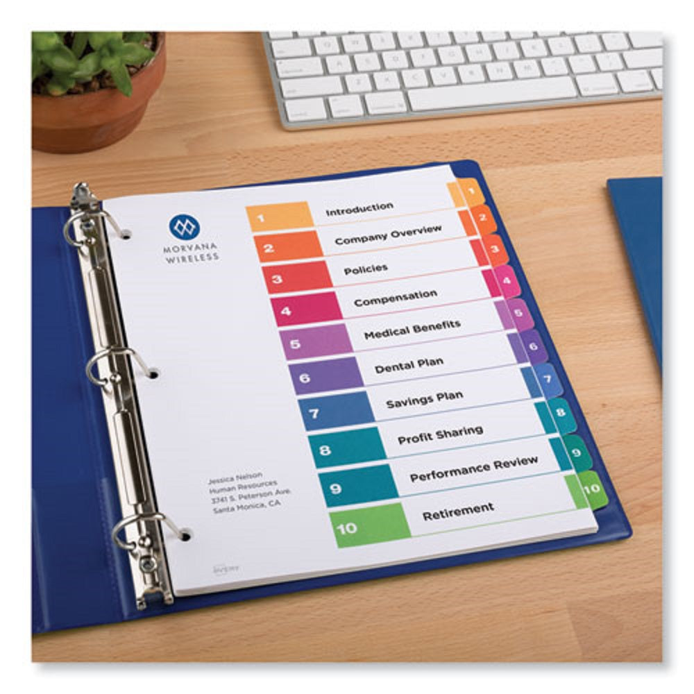 CUSTOMIZABLE TOC READY INDEX MULTICOLOR DIVIDERS, 10 TAB