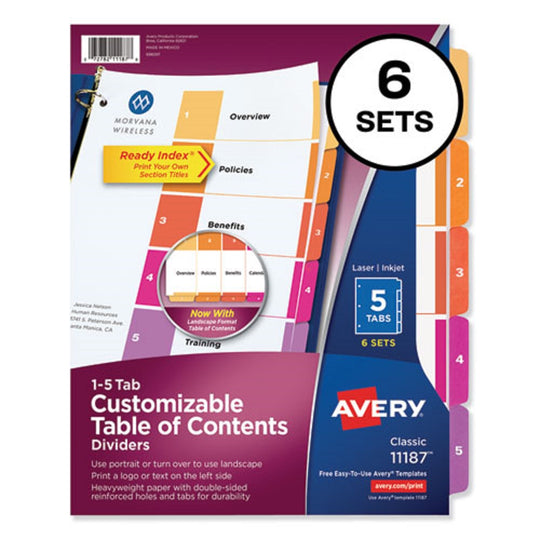 AVERY READY INDEX CUSTOM TOC BINDER DIVIDERS