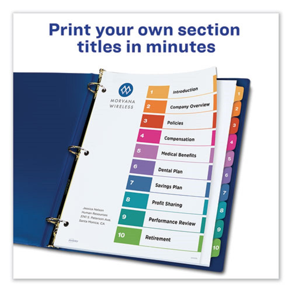 CUSTOMIZABLE TOC READY INDEX MULTICOLOR DIVIDERS - LETTER