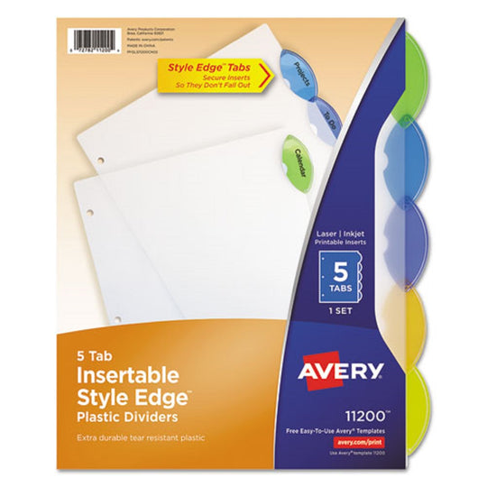 PLASTIC BINDER DIVIDERS - INSERTABLE MULTI-COLOR SYLE EDGE