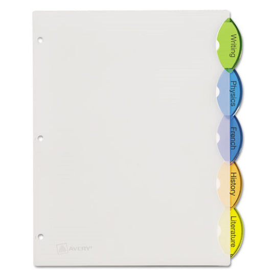 PLASTIC BINDER DIVIDERS - INSERTABLE MULTI-COLOR SYLE EDGE