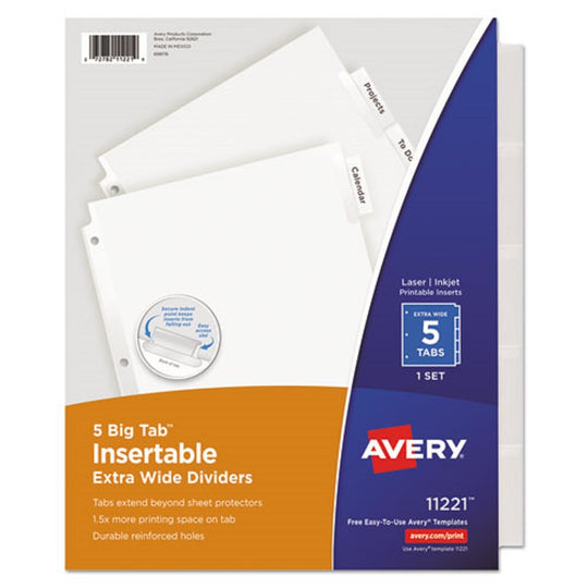 INSERTABLE BIG TAB DIVIDERS - 5 TAB