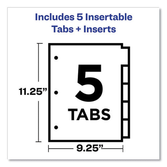 INSERTABLE DIVIDERS W/SINGLE POCKETS, 5 TAB