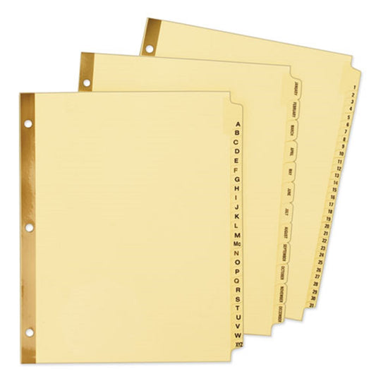 LAMINATED TAB DIVIDERS - GOLD REINFORCED BINDING EDGE - LETTER