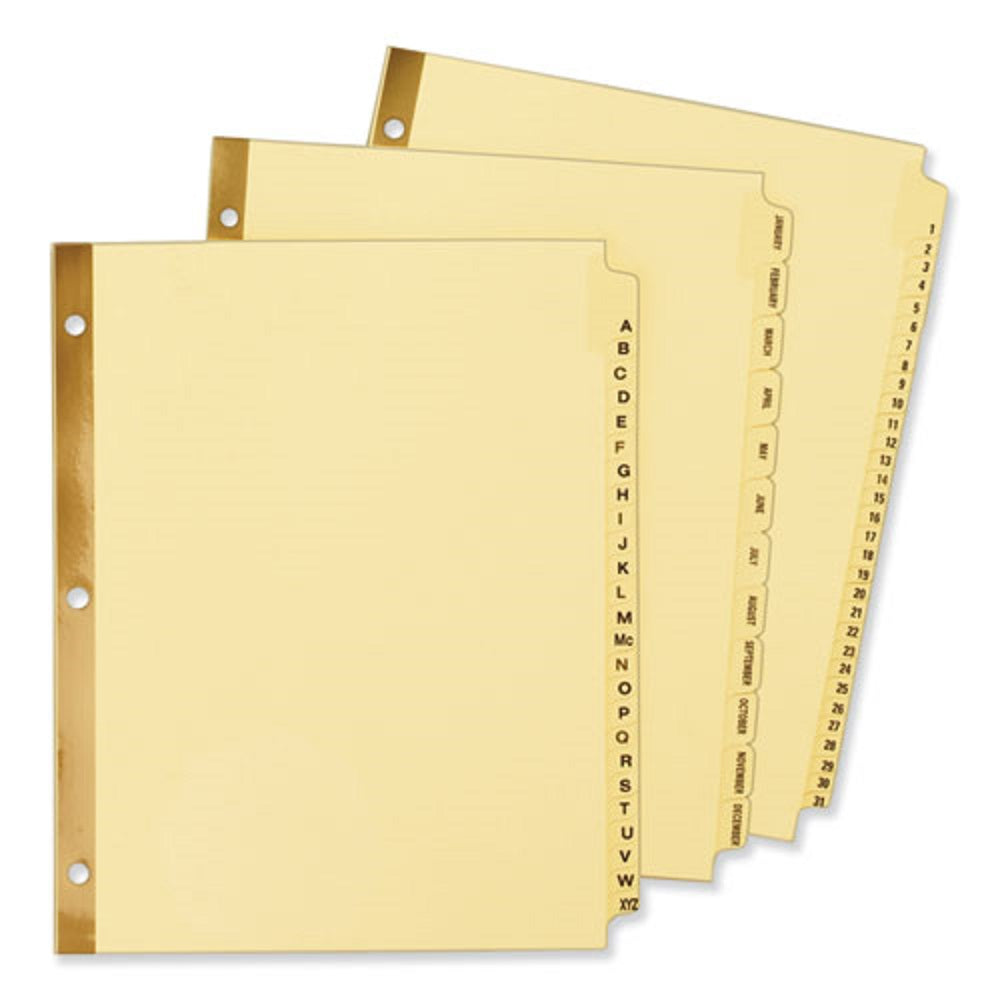 PREPRINTED LAMINATED TAB DIVIDERS W/ GOLD REINFORCED BINDING EDGE, 31 TAB