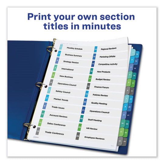 CUSTOMIZABLE TOC READY INDEX DOUBLE COLUMN MULTICOLOR DIVIDERS - LETTER