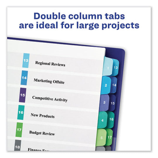 CUSTOMIZABLE TOC READY INDEX DOUBLE COLUMN MULTICOLOR DIVIDERS - LETTER