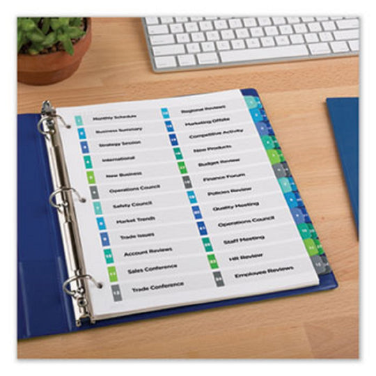 CUSTOMIZABLE TOC READY INDEX DOUBLE COLUMN MULTICOLOR DIVIDERS - LETTER