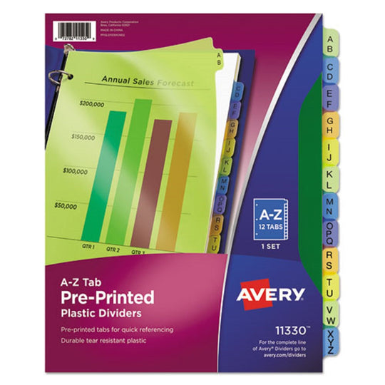 Preprinted A-Z Plastic Dividers Multicolor