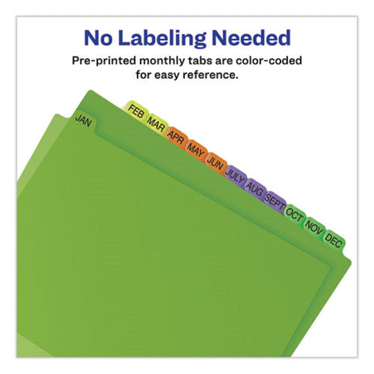 AVERY PREPRINTED MONTHLY TABS PLASTIC DIVIDERS