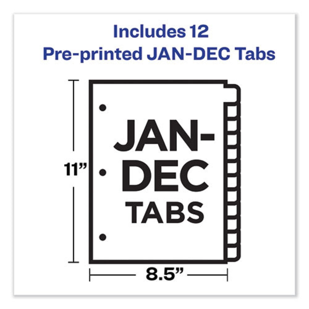 AVERY PREPRINTED MONTHLY TABS PLASTIC DIVIDERS