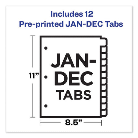 AVERY PREPRINTED MONTHLY TABS PLASTIC DIVIDERS