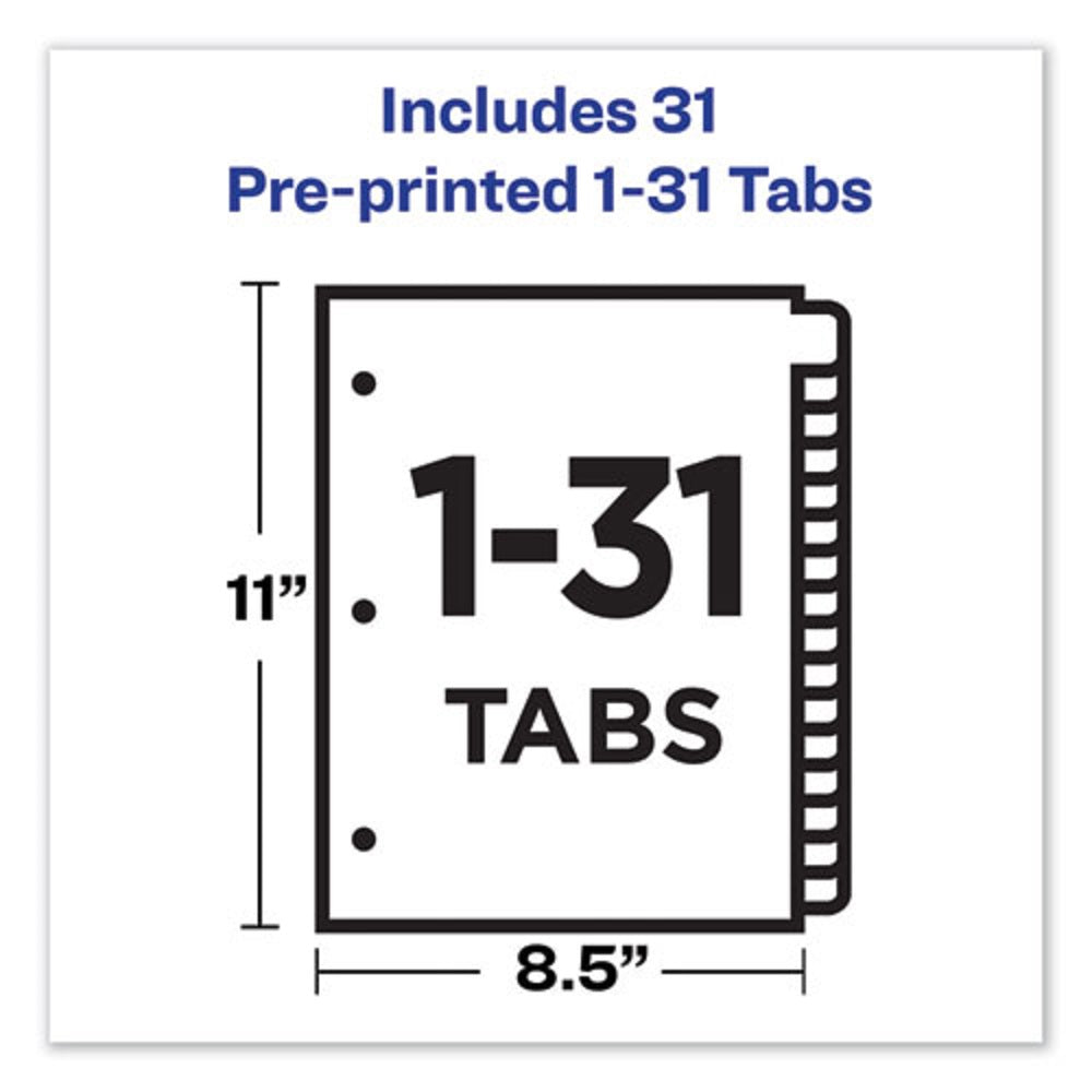 PREPRINTED TAB DIVIDERS - GOLD REINFORCED EDGE