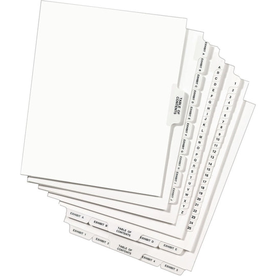 PREMIUM COLLATED LEGAL EXHIBIT DIVIDERS W/TABLE OF CONTENTS TAB - AVERY STYLE