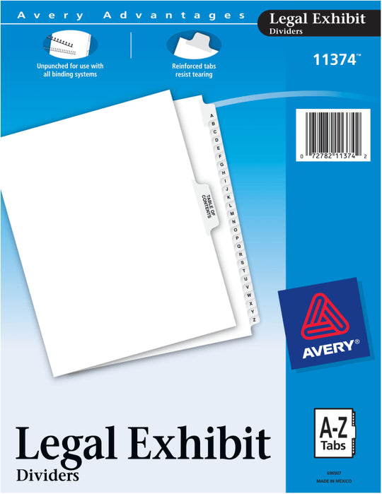 PREMIUM COLLATED LEGAL EXHIBIT DIVIDERS W/ TABLE OF CONTENTS TAB - AVERY STYLE