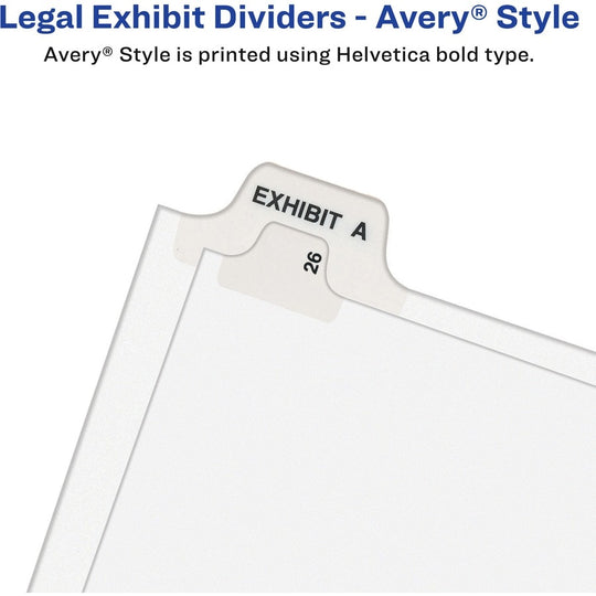 PREPRINTED LEGAL EXHIBIT SIDE TAB INDEX DIVIDERS, AVERY STYLE - WHITE