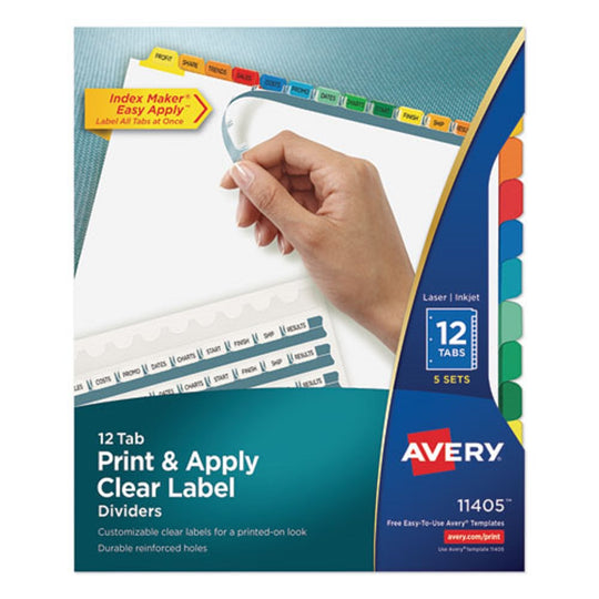 INDEX MAKER - CLEAR LABEL DIVIDER - COLOR TABS - LETTER