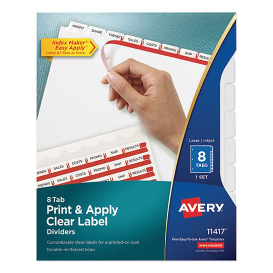 PRINT & APPLY INDEX MAKER CLEAR LABEL DIVIDERS, LETTER - WHITE TABS