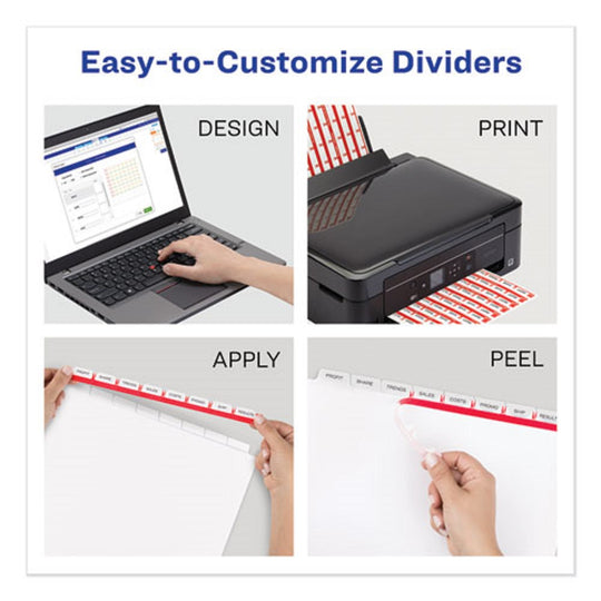 PRINT & APPLY INDEX MAKER CLEAR LABEL DIVIDERS, LETTER - WHITE TABS