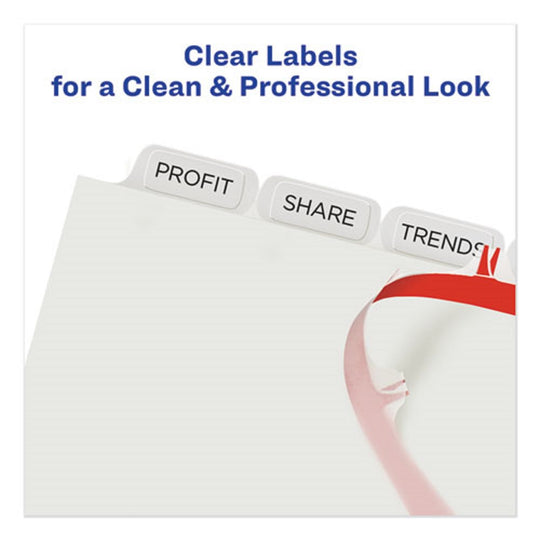 PRINT & APPLY INDEX MAKER CLEAR LABEL DIVIDERS, LETTER - WHITE TABS