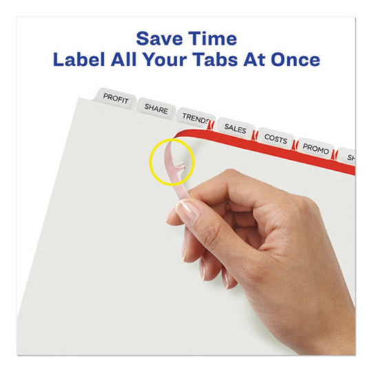 PRINT & APPLY INDEX MAKER CLEAR LABEL DIVIDERS, LETTER - WHITE TABS