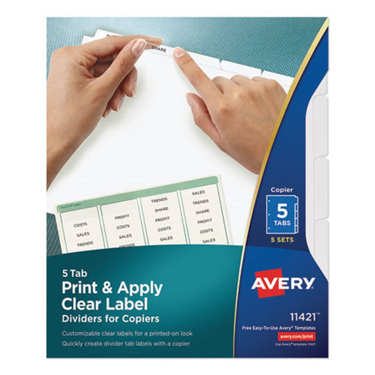 AVERY PRINT & APPLY CLEAR LABEL DIVIDERS - INDEX MAKER EASY PEAL PRINTABLE LABELS