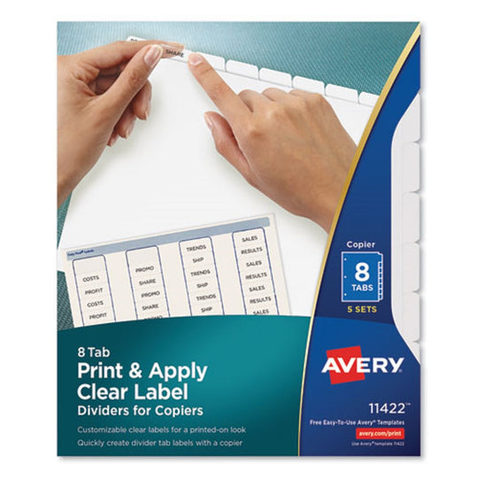 AVERY PRINT & APPLY CLEAR LABEL DIVIDERS - INDEX MAKER EASY PEEL PRINTABLE LABELS